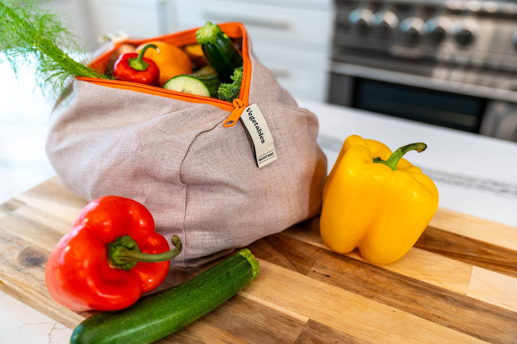 Flax Linen Vegetable Storage Bag, Reusable Kitchen Essential MADE IN USA!