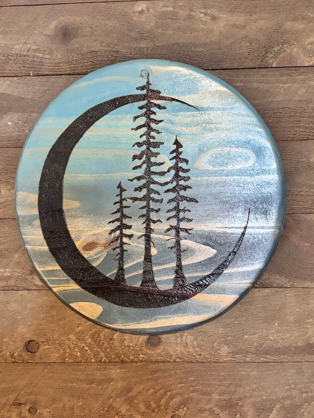 Adirondack Moon Wall Art | Handcrafted Pine Artwork by Darren Segool