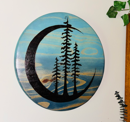 Adirondack Moon Wall Art | Handcrafted Pine Artwork by Darren Segool
