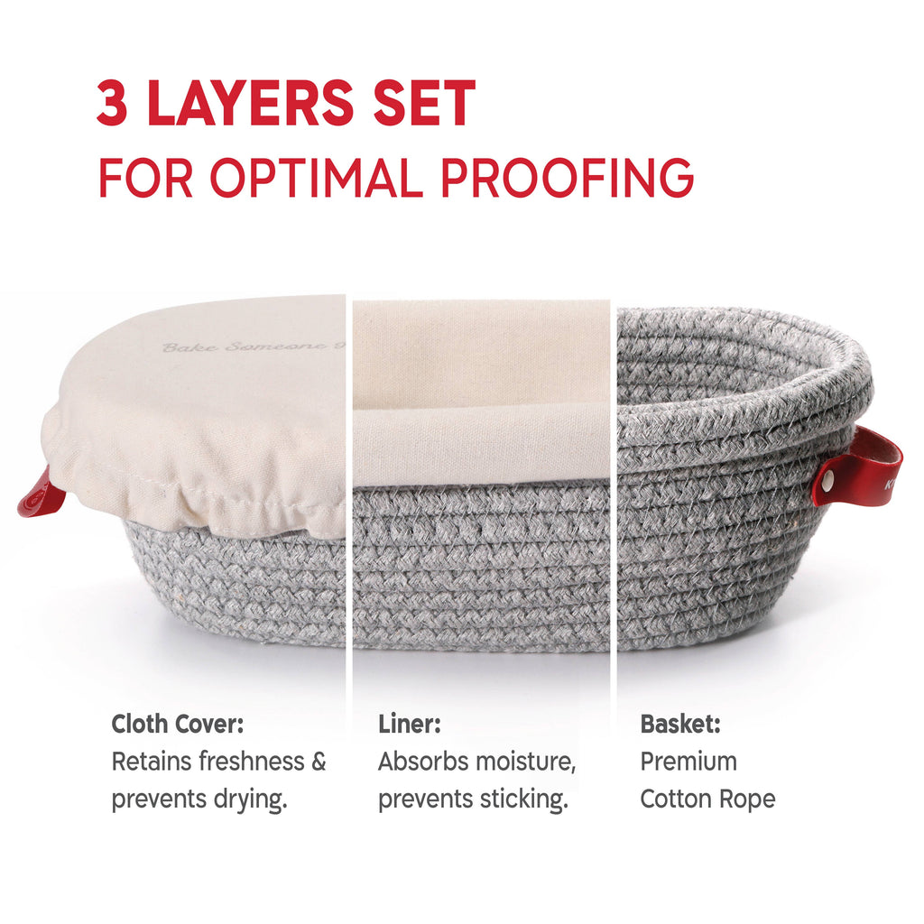 Artisan Sourdough Bread Making Kit – Starter Jar, Oval Banneton Baskets & Bread Lame