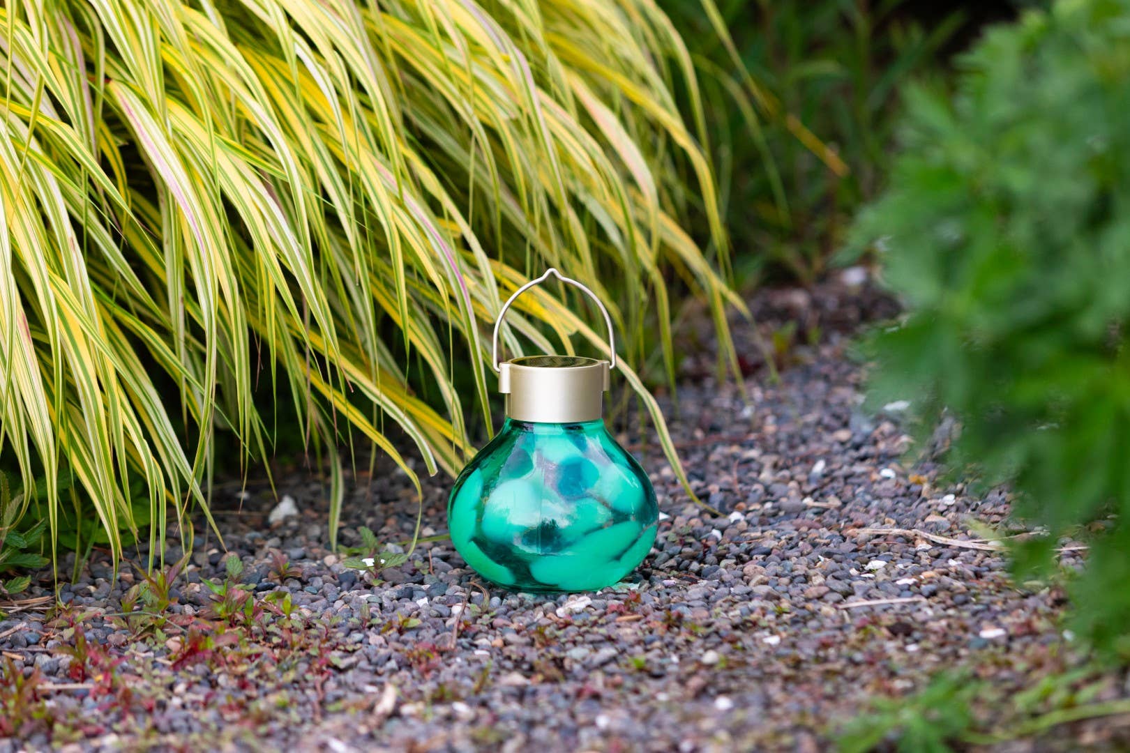 *New* Tea Lantern - 5" Hand-Blown Glass Solar Lantern - Teal