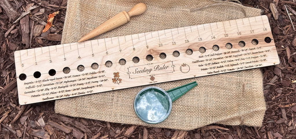 NEW | Seeding Gift Set – Dibble, Seeder & Planting Ruler | Hardwood Garden Tools