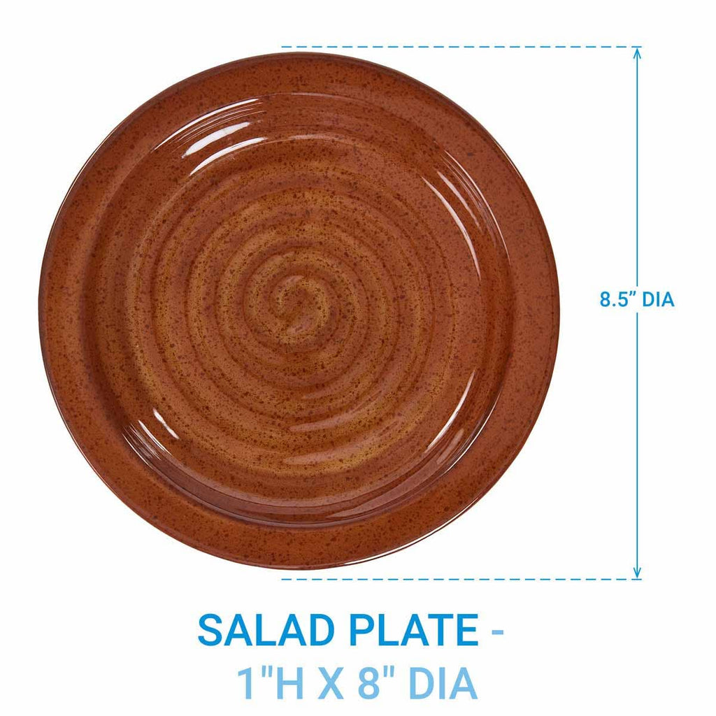 Park Designs Sinclair Tomato Soup salad plate dimensions — 8.5 inch diameter, 1 inch height, stoneware"