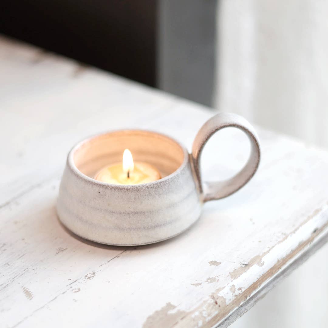Handmade Stoneware Candle Lantern with Loop Handle "Arriving Mid-June - MADE IN USA!"