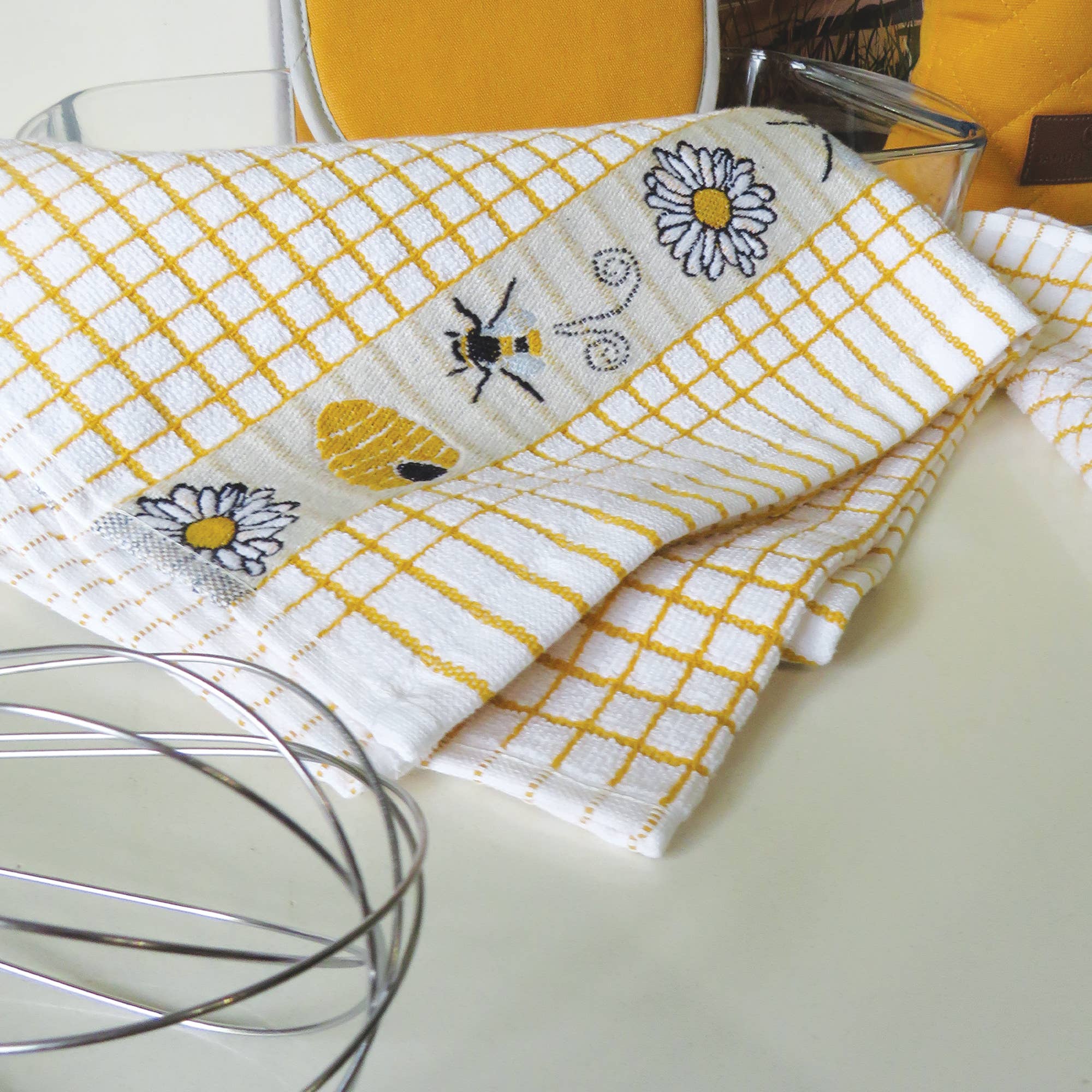 Poli-Dri Jacquard Honey Bees Tea Towel - Pack of 2