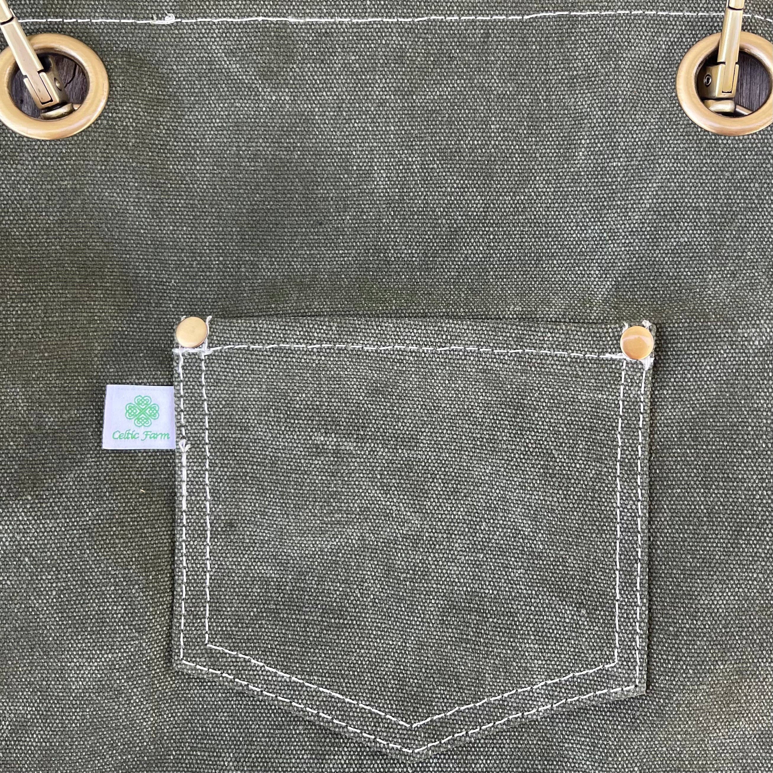 Gardening Apron, Waxed Canvas Apron with Pockets