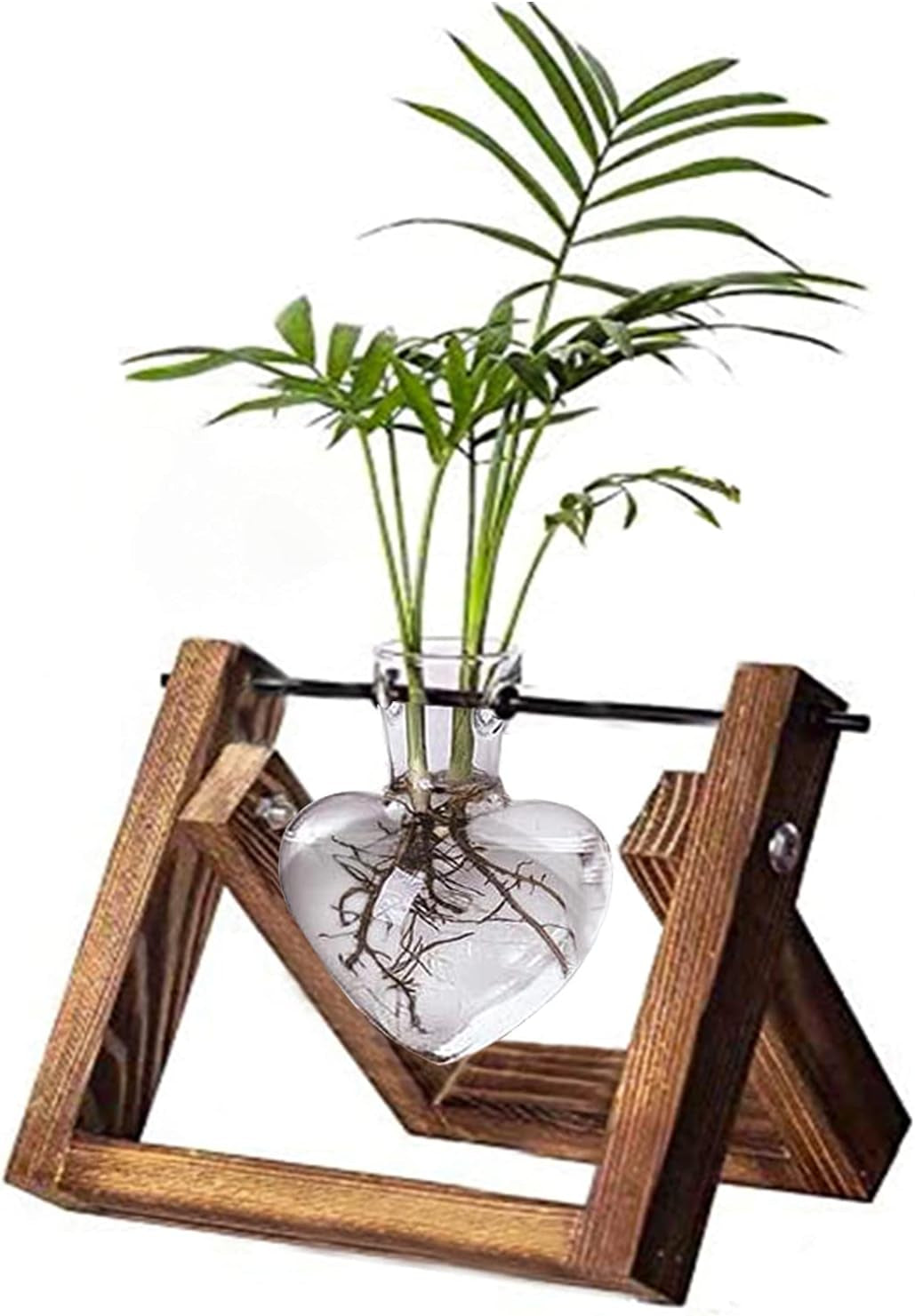 Plant Terrarium Propagation Station - 3 Glass Bulb Vases with Retro Wooden Stand Boho Desktop Planter for Hydroponics Home Garden Indoor Home Office Decor Unique Gifts for Women & Plant Lovers