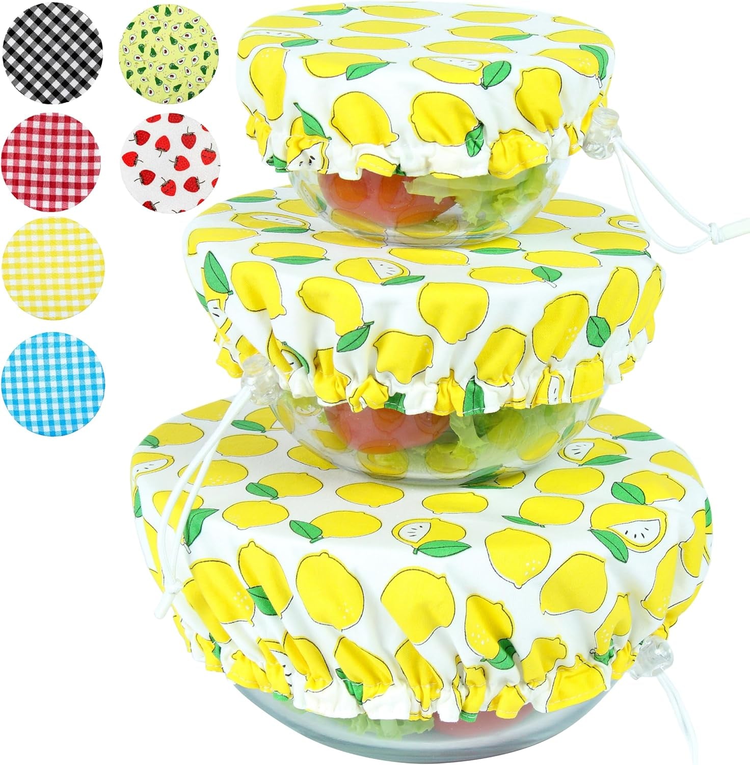 Handmade Reusable Cotton Fabric Bowl Covers - Two Layers of Fabric (Set of 3, Red Plaid-2)