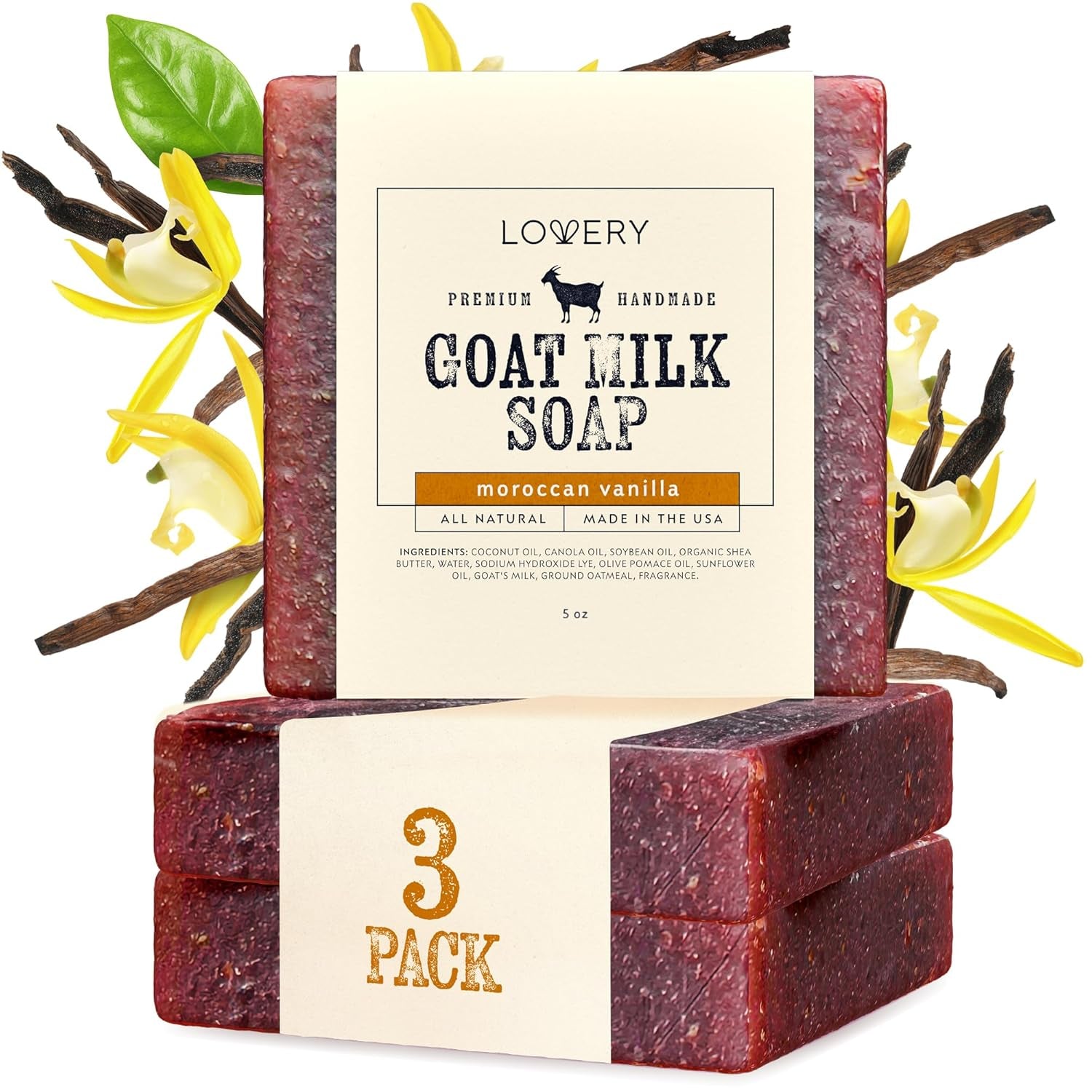 Christmas Gifts for Mom, Goat Milk Soap with Organic Shea Butter - Goats Milk Soap Bars - Oatmeal, Eucalyptus Lavender, Moroccan Vanilla, Hydrangea Rose, Patchouli Sandalwood, Natural Soap Bar, 5 Pack