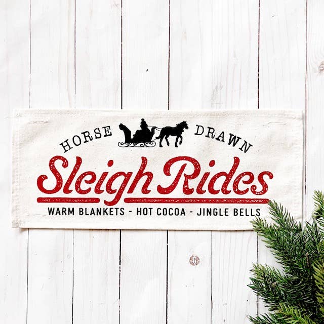 PANEL ONLY: Christmas Winter Santa Horse Draw SLEIGH RIDE