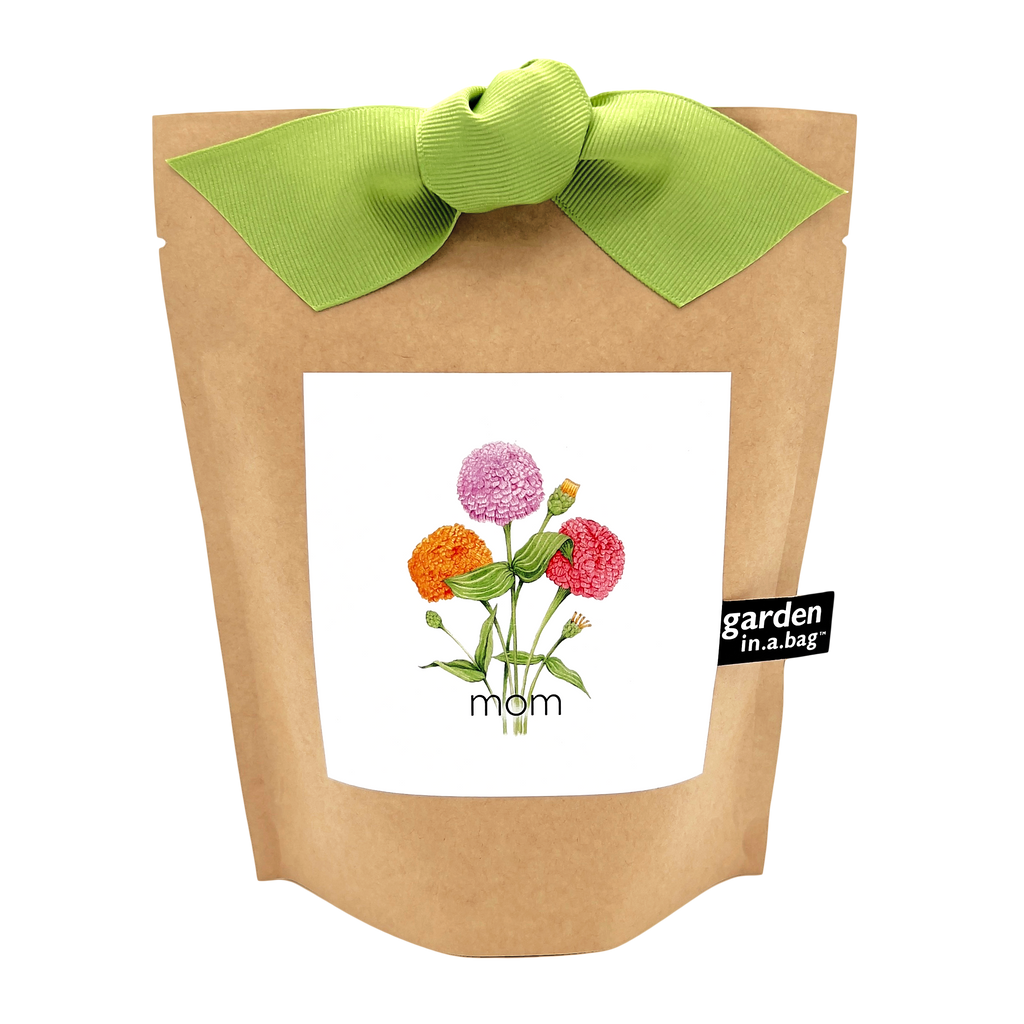 Mom Garden in a Bag – Zinnia Flower Growing Kit Garden Gift • Ready to Grow