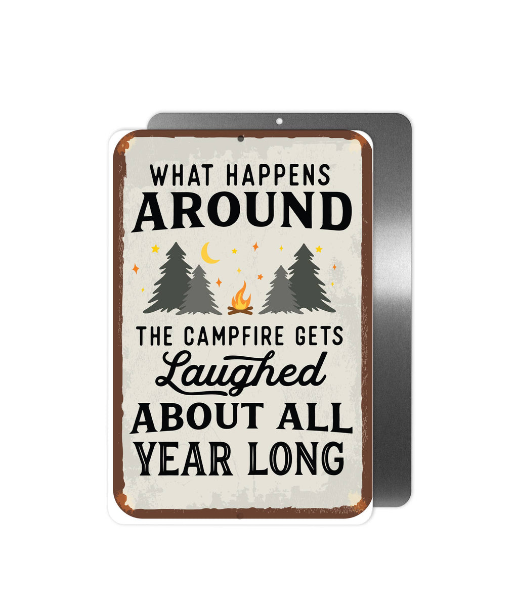 Canary Road Campfire Gathering Metal Sign | UV-Resistant Aluminum | Indoor & Outdoor