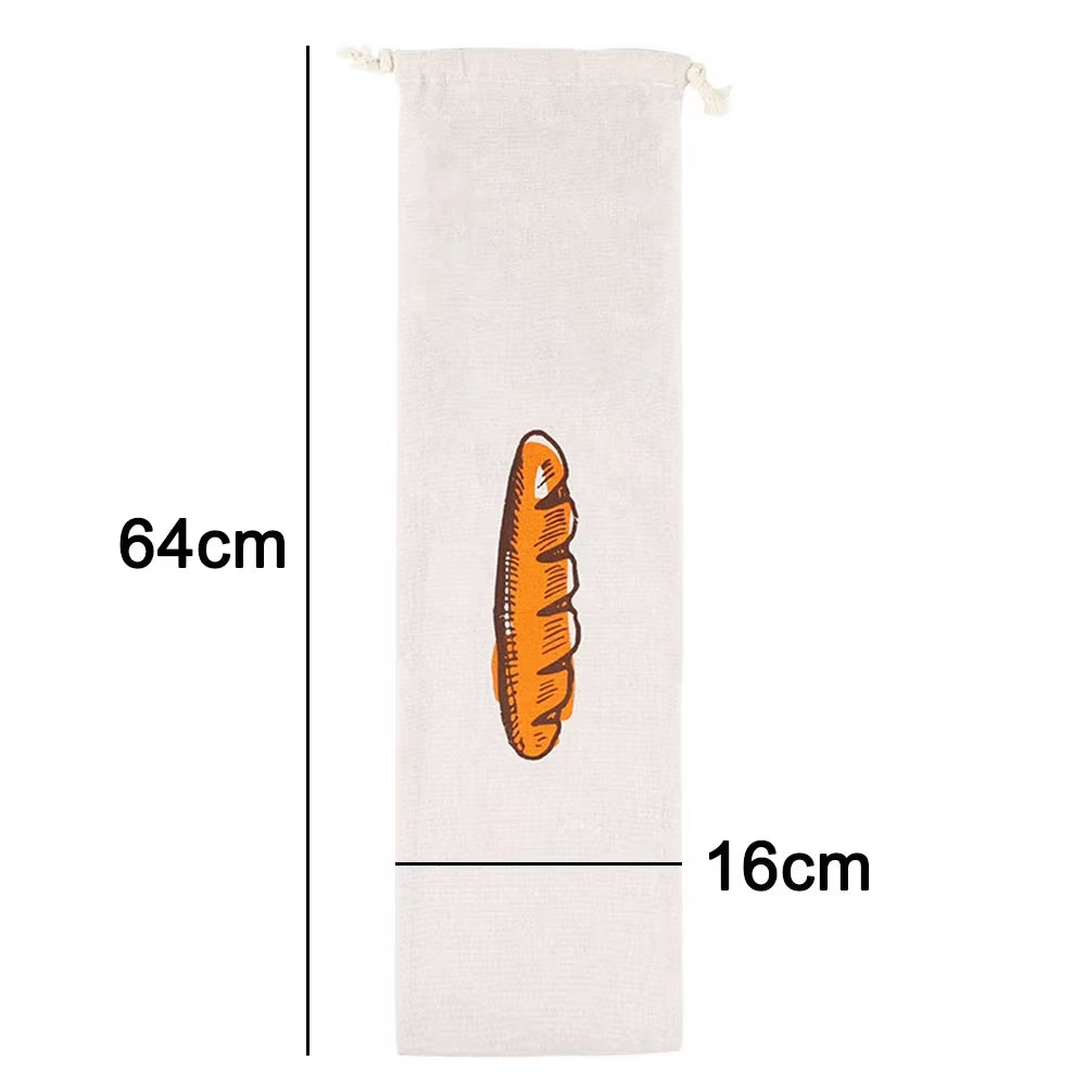 Linen Bread Bag Large Reusable Baguette Cotton Drawstring Storage Bag Homemade Bread Fresh Eco Friendly Keeping Kitchen Containe