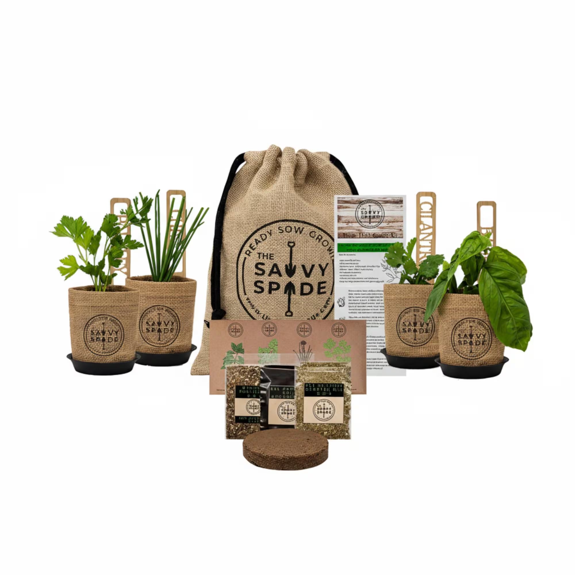 Indoor Herb Garden Starter Kit: Heirloom Basil, Cilantro, Parsley, Oregano