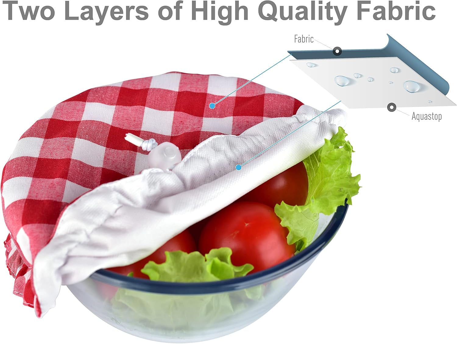 Handmade Reusable Cotton Fabric Bowl Covers - Two Layers of Fabric (Set of 3, Red Plaid-2)