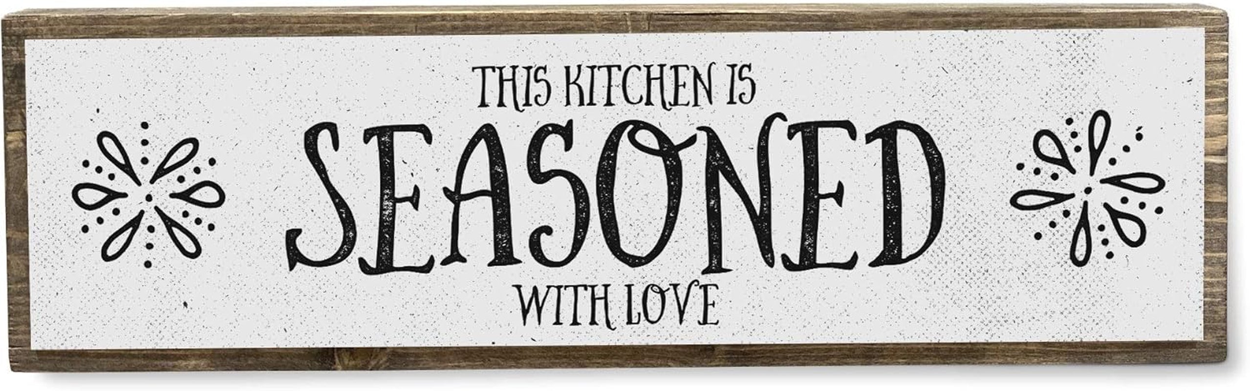 Kitchen Wood Signs (Medium - Wood and Metal, This Kitchen Is Seasoned with Love)