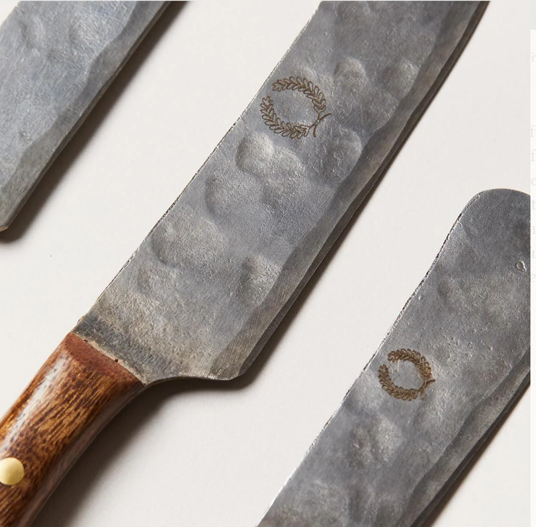 Farmhouse Pottery Artisan Forged Cheese Knife Set – Handcrafted Charcuterie Knives (Set of 4)