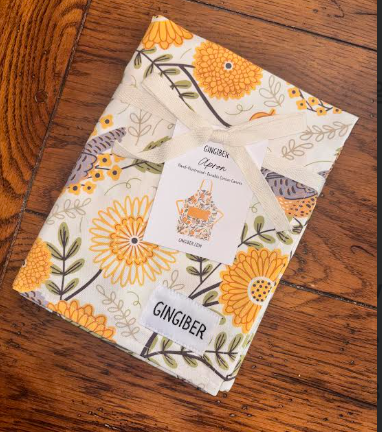 Gingiber Mums & Robins Apron | Artisan-Illustrated Cotton Kitchen Wear