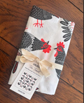Gingiber Farmhouse Chicken Tea Towel | Artisan-Illustrated Cotton Kitchen Towel