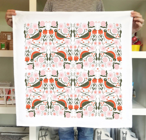 Tea Towels, 100% Flour Sack Cotton, 3 Artisan Designs — Gingiber