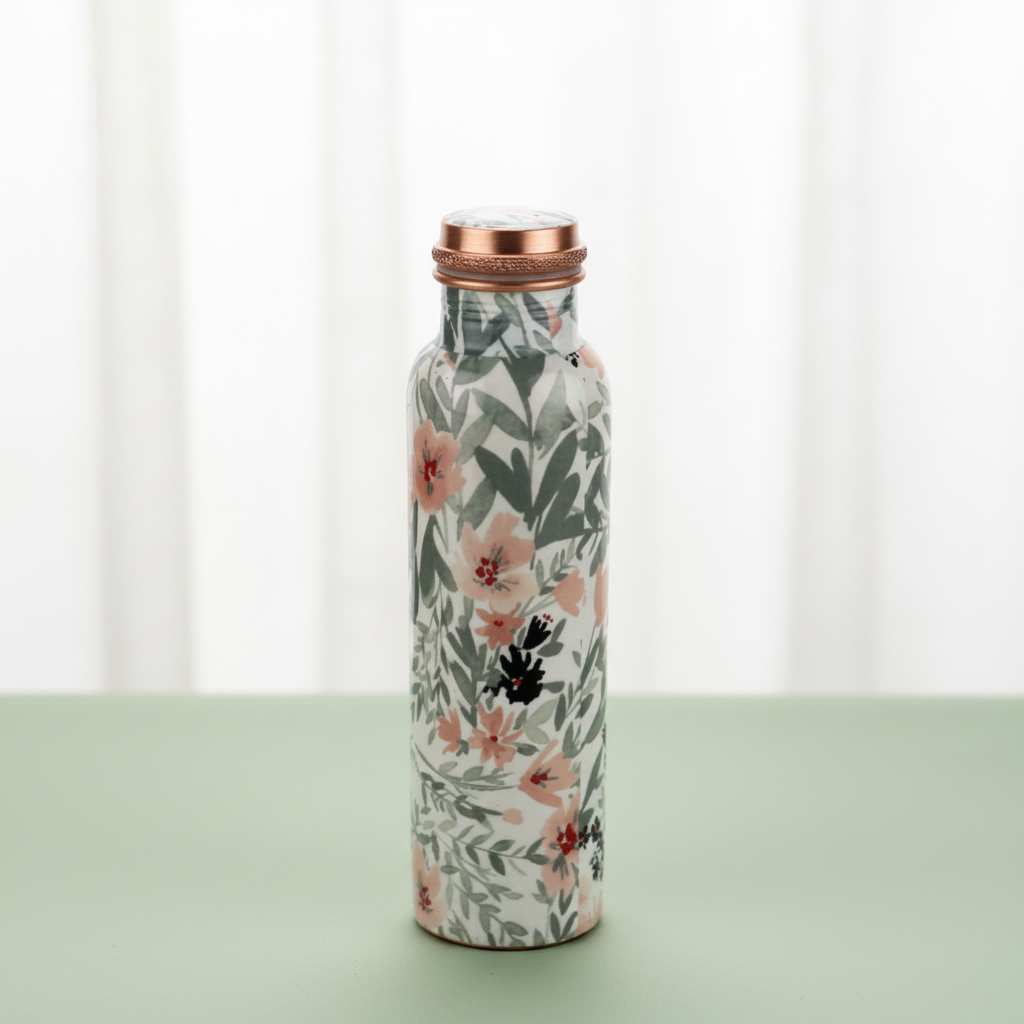 Pure Copper Water Bottle 34 oz - Leaf / Perilla