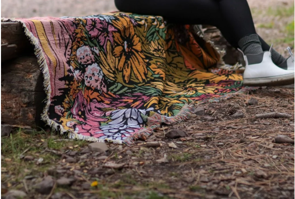Flower Meadow Knit Blanket
