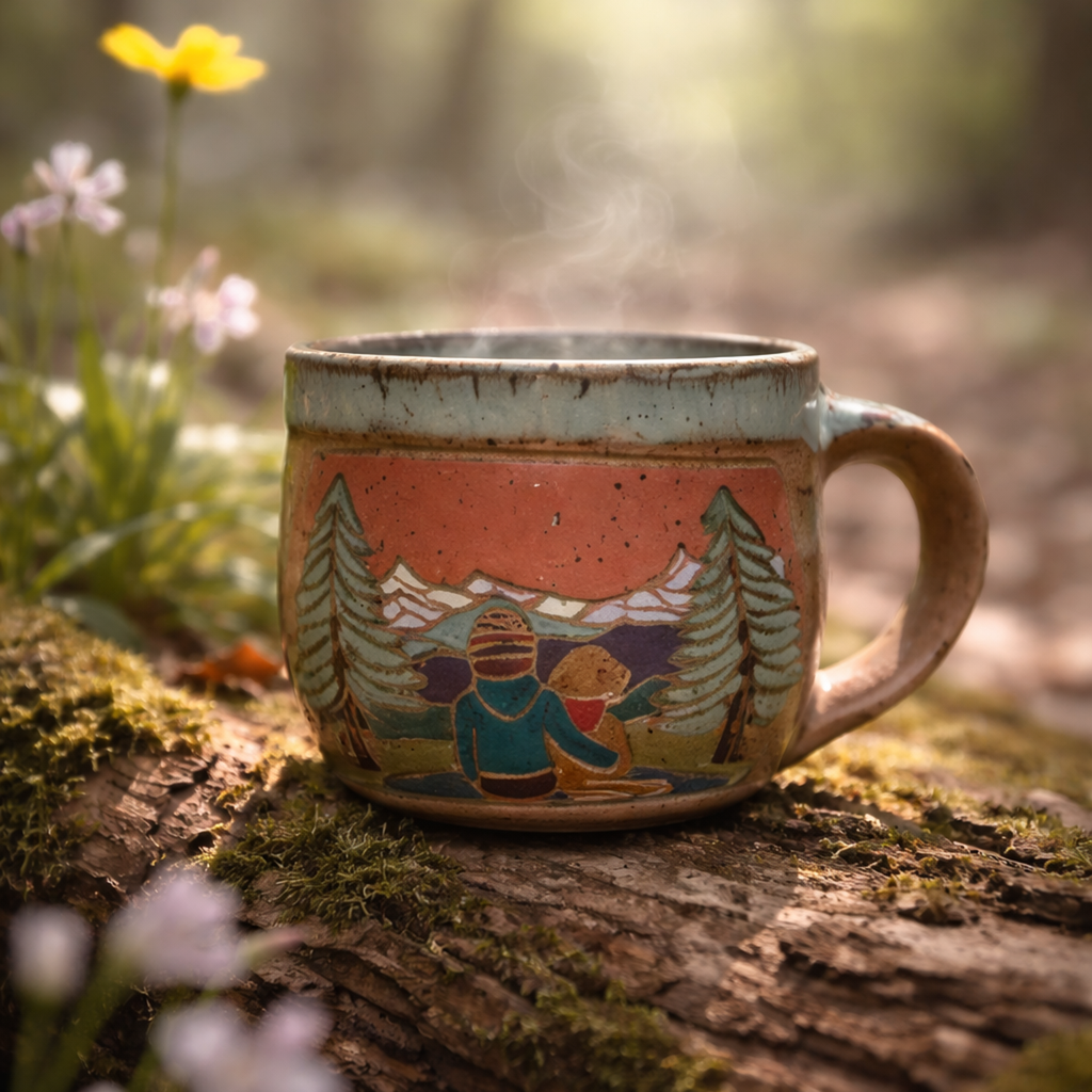 Forest Jeannie Pottery Artisan Mountain Stoneware Mug · 16 oz | Choose Your Design