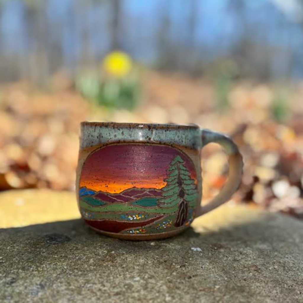 Forest Jeannie Pottery Artisan Mountain Stoneware Mug · 16 oz | Choose Your Design