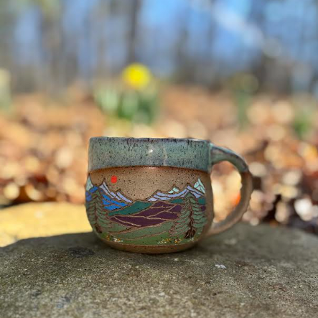 Forest Jeannie Pottery Artisan Mountain Stoneware Mug · 16 oz | Choose Your Design