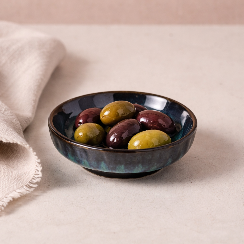 Artisan Olive Oil Dipping Dish | Blue Drip Glaze | Fair Trade – Only 2 Left!