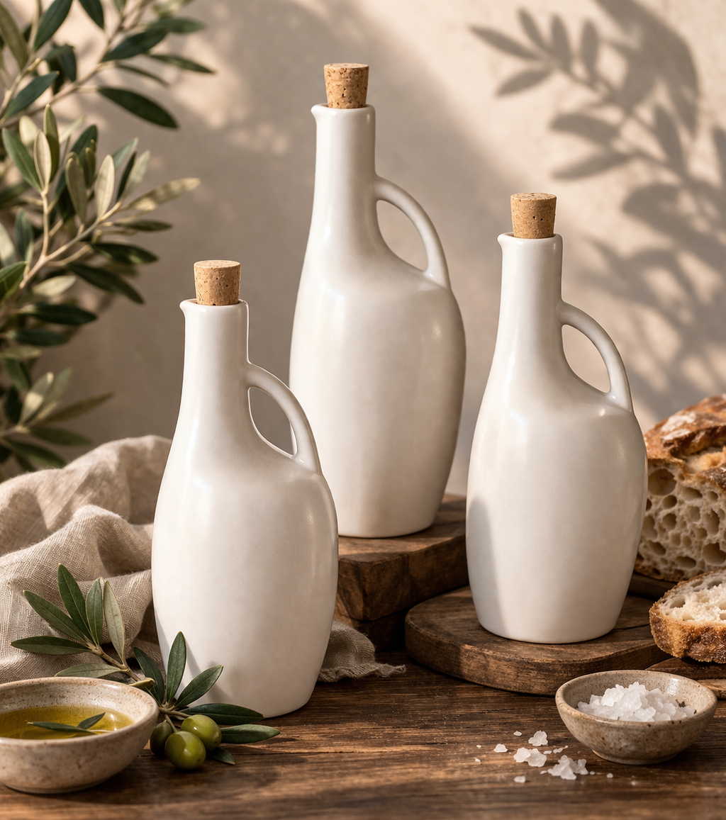 GHARYAN Handmade Stoneware Olive Oil Dispenser | Canard 34 oz