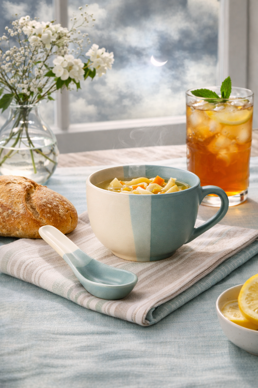 Pheeka Striped Stoneware Jumbo Mug with Spoon