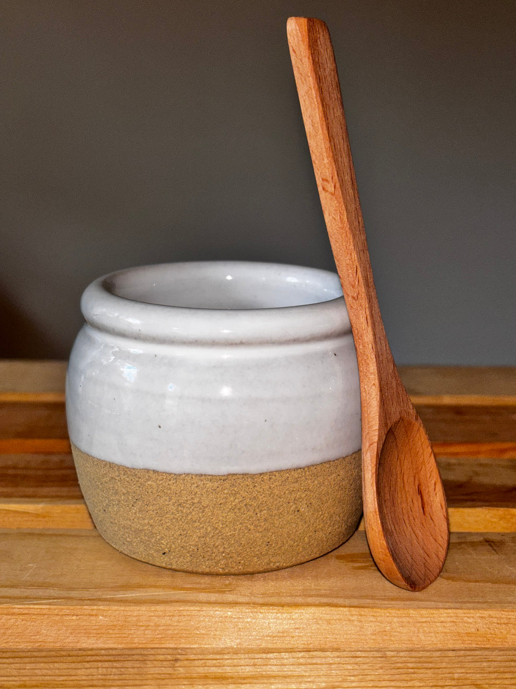 Stoneware Pickle Pot with Wooden Spoon Handmade in Vermont — Farmhouse Pottery