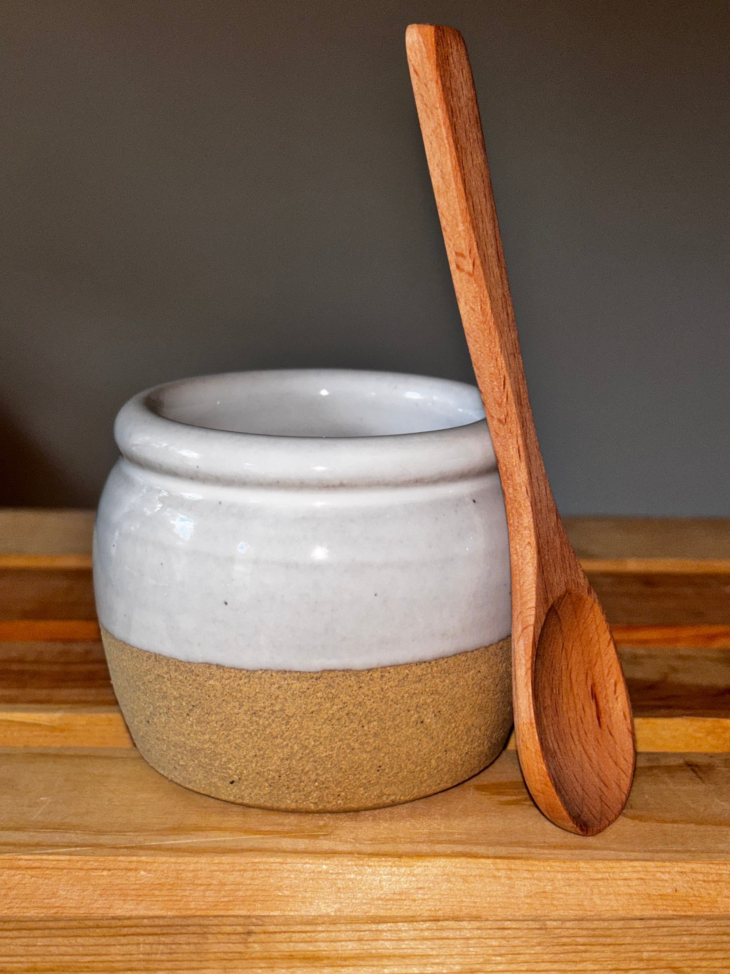 Farmhouse Pottery Stoneware Pickle Pot with Wooden Spoon – Handmade Vermont Pottery