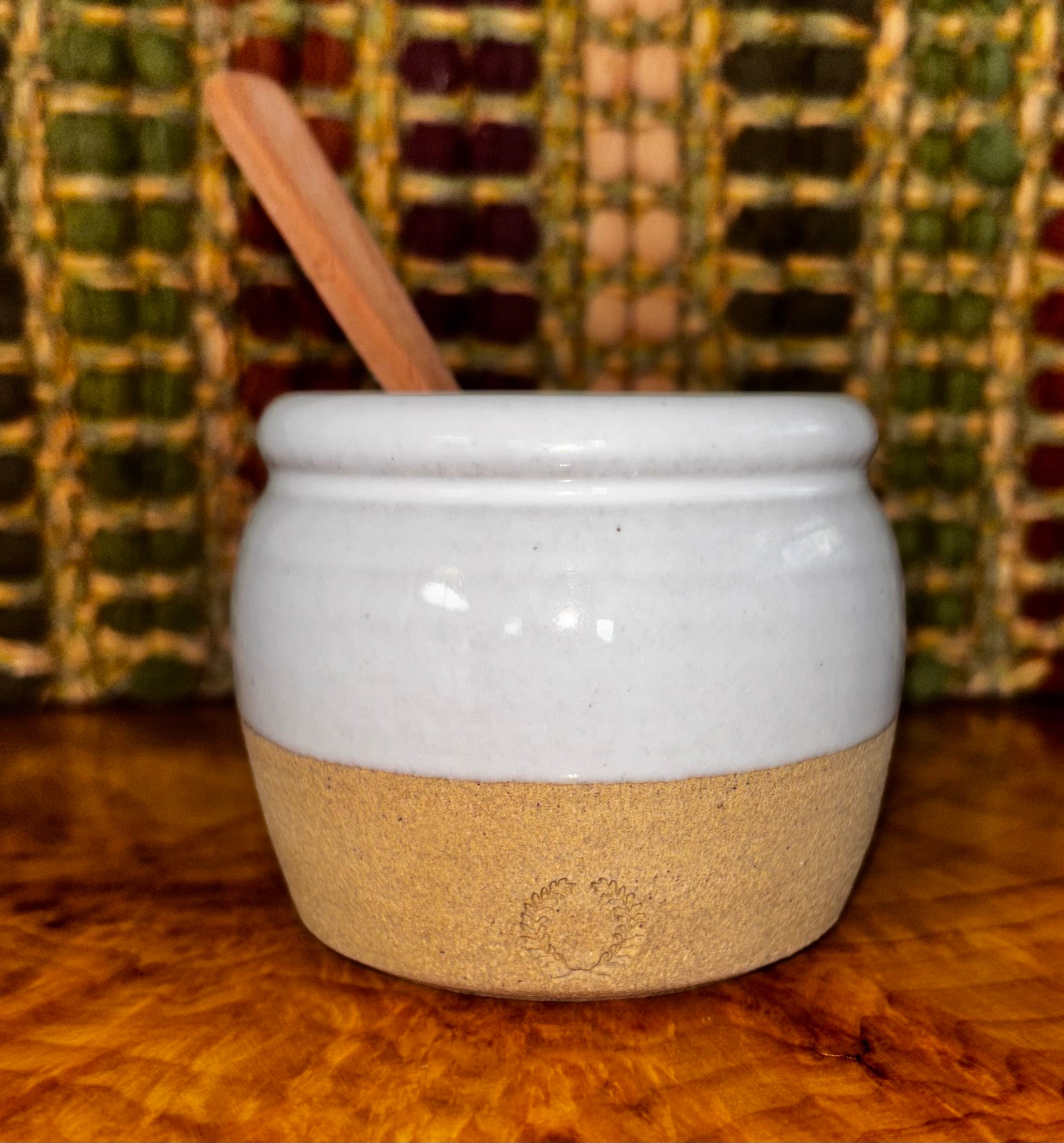Stoneware Pickle Pot with Wooden Spoon Handmade in Vermont — Farmhouse Pottery