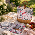 Picnic Time Promenade Picnic Tote for Two | Woven Willow Basket with Wine Glasses & Tableware