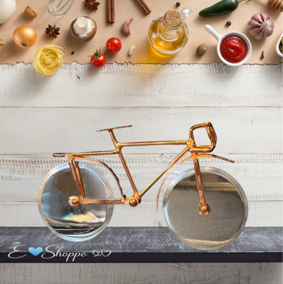 Copper & Stainless-Steel Bicycle Pizza Cutter, A Playful Spin on Pizza Night