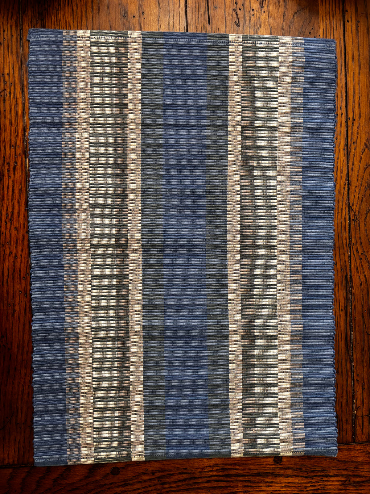 "Indigo Night blue striped handloomed cotton placemat handwoven in Nepal by Ten Thousand Villages artisans — set of 2 — Ramen Night In Collection"