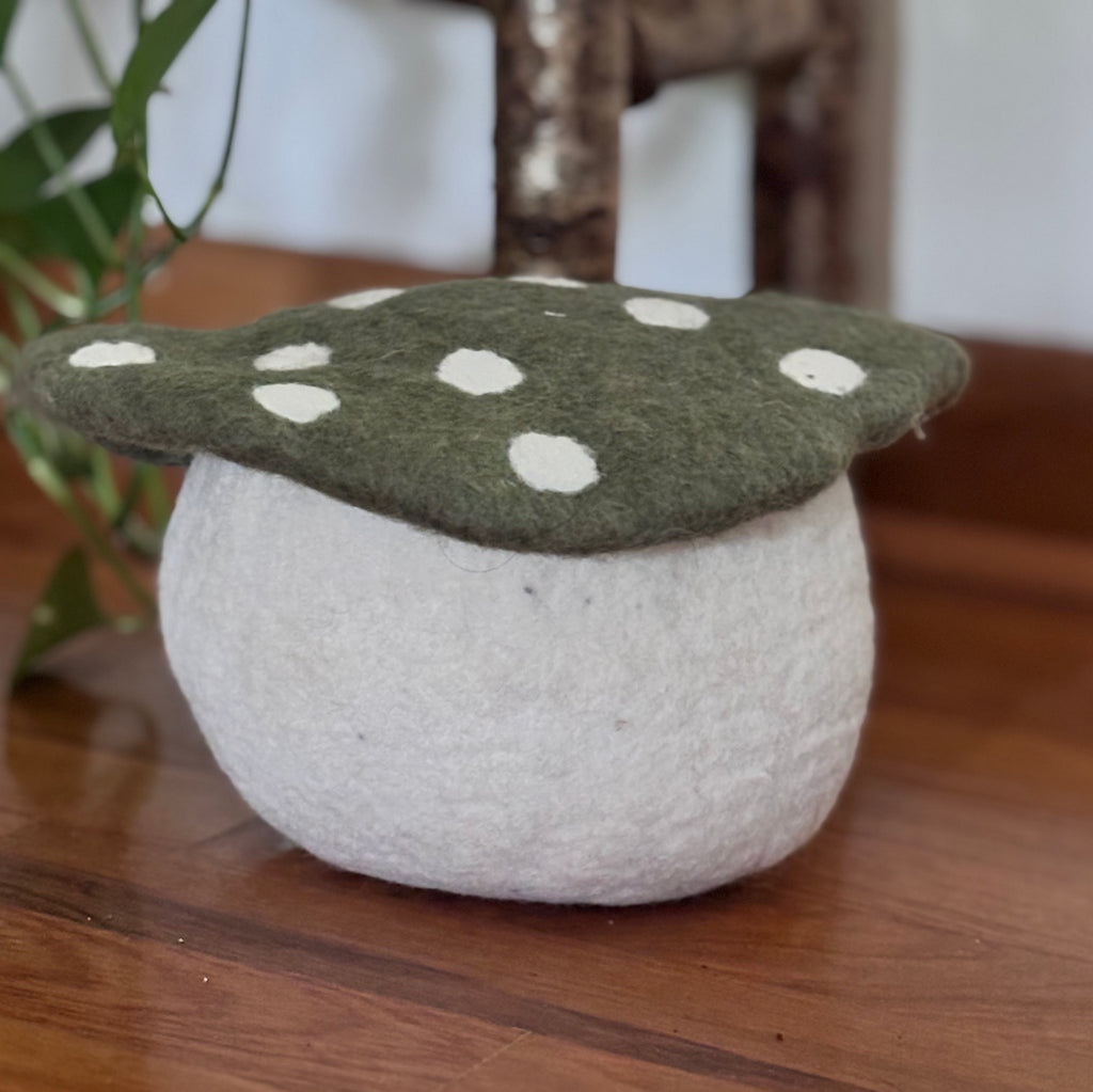 Artisan Wool Felted Mushroom Doorstop