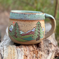 Forest Jeannie Pottery Artisan Mountain Stoneware Mug · 16 oz | Choose Your Design