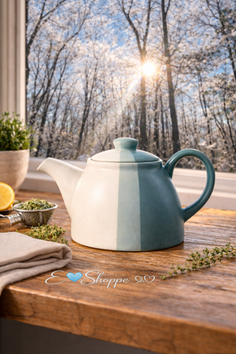 Pheeka Striped Teapot – Blue | Handcrafted Clay Teapot