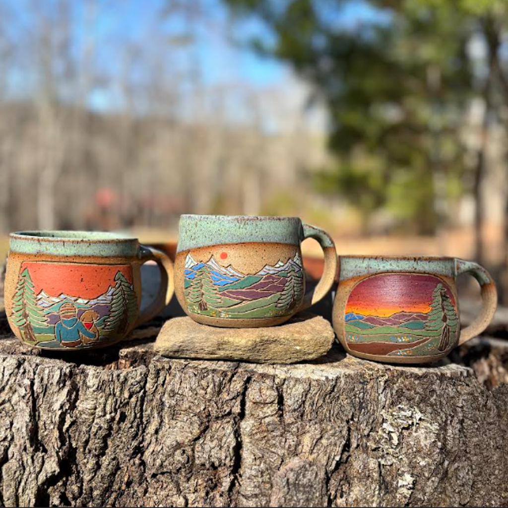 Forest Jeannie Pottery Artisan Mountain Stoneware Mug · 16 oz | Choose Your Design